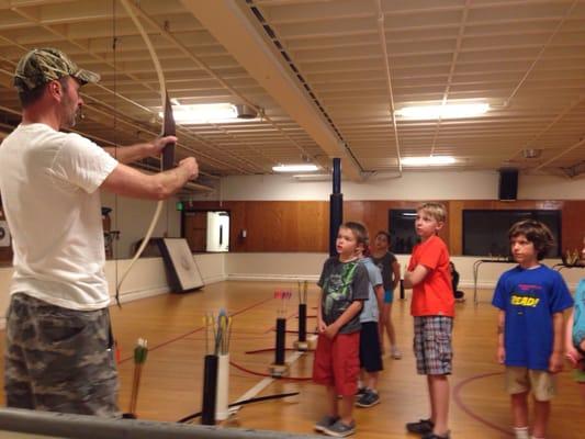 Archery lessons in the roller rink