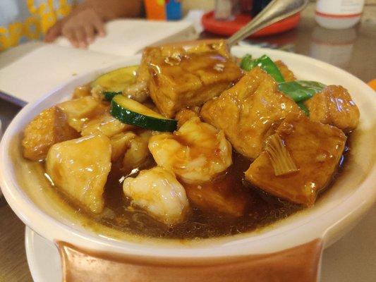 Seafood tofu clay pot. Kids loved this dish. Everything very tender. Great amount.