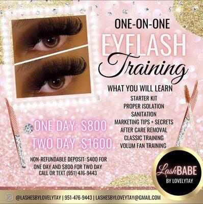 Lash One on One classes available