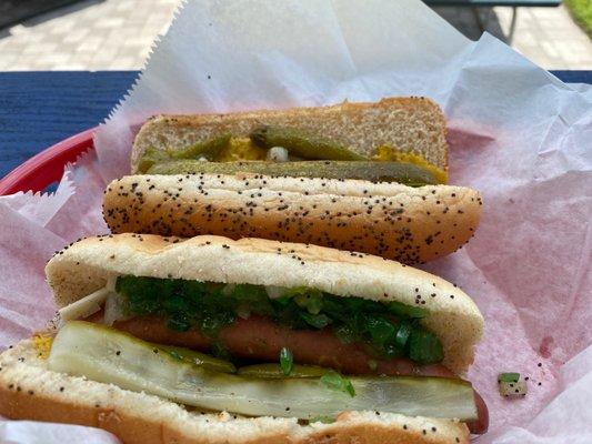 Chicago style hot dogs