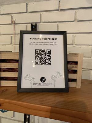 In January, Pantry switched to using a QR code to help shoppers find all of their current prices.