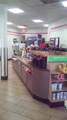 Coffee counter, always clean and well stocked.