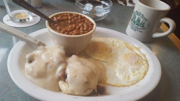 Sausage and biscuits! Mhmmm with eggs and beans!