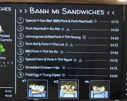 Sandwich Menu