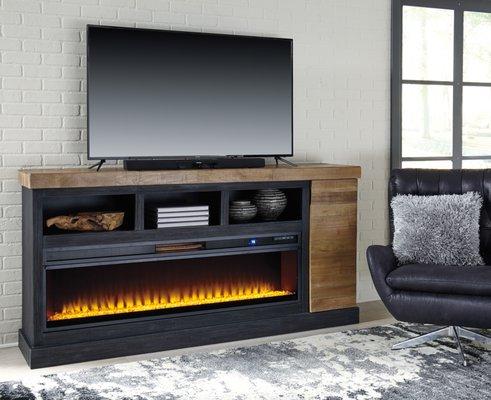 Extra Large TV Stand with Fireplace Insert