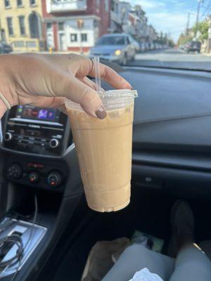 Large iced vanilla latte