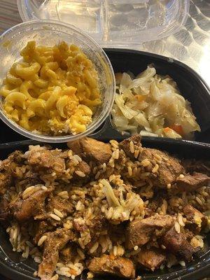 Henny's Jerk Chicken, Cabbage and Mac and Cheese