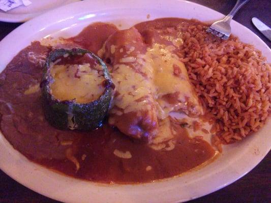 Enchiladas and a "chile relleno"