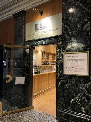 Exterior of the Chateau Montelena Winery Tasting Room in Westin St. Francis Hotel in San Francisco.