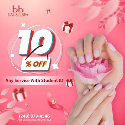 Save 10% off any service with Student ID!!!!