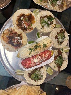 Elote, carne asada, barbacoa