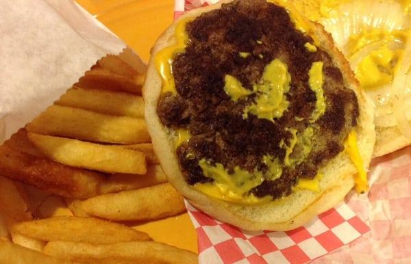 Cheeseburger and fries.