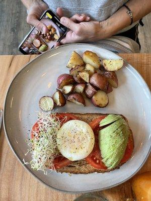 Avocado Toast with poached egg on toast.