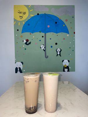 Jasmine milk tea with coffee jelly- 4.4/5. Horchata milk tea- no taste of tea but so good & wasn't too sweet 4.7/5