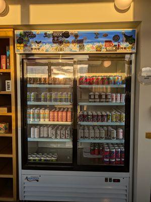 Non-alcoholic beer fridge at Other Lands, Greenville