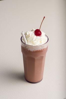 our milkshakes are made with a premium custard base. chocolate pictured here is made with ghirardelli chocolate powder.