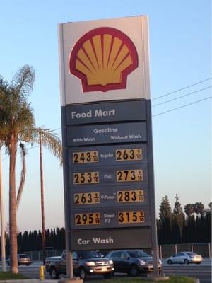 Good prices. Gas of 1/2/15