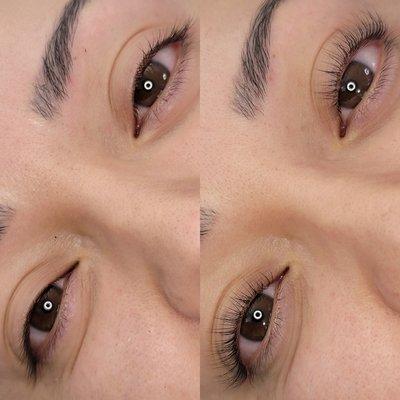 Before & after Lash Lift + tint