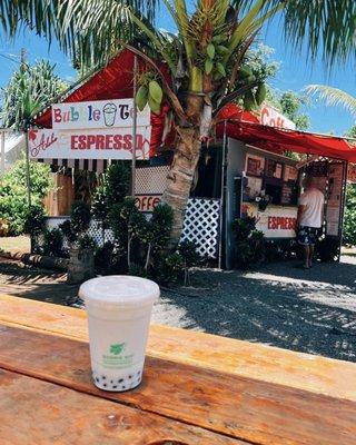 Lychee bubble tea / $6.50