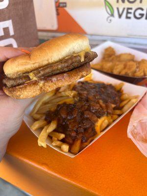 Cheeseburger and Chili Cheese Fries