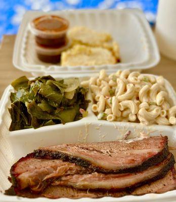 Brisket Plate w/ Greens & Macaroni Salad!