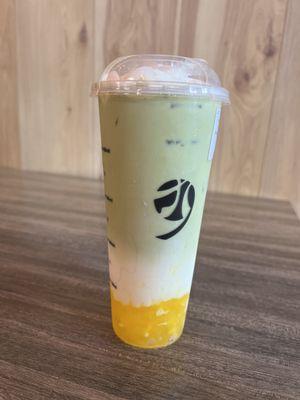 Matcha Macchiato with Mango jelly