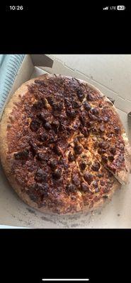 Pizza was completely burnt