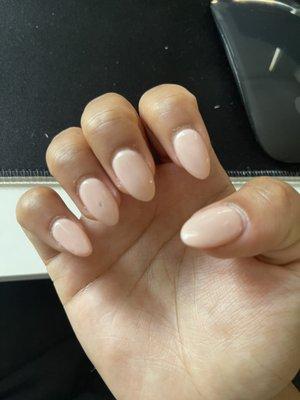 Bad shape not what I asked for cut too short and horrible cuticles.