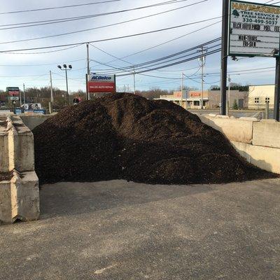 Dark Brown Mulch: Double ground, all natural, hard wood much.