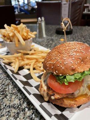 Chicken sandwich and fries