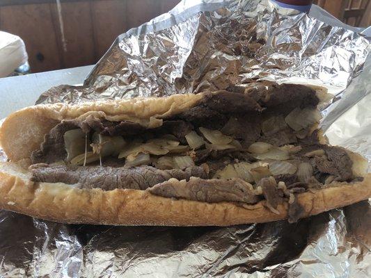 Cheese steak with fried onions