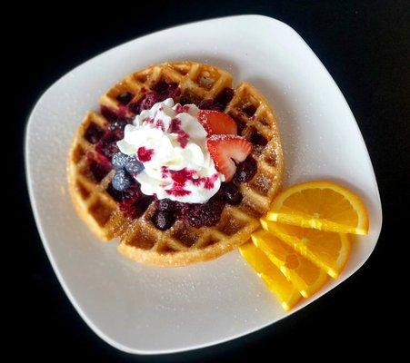 Belgium Waffles with fresh made fruit compote