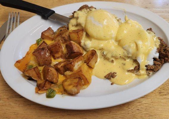 New York Sausage (Nancy's) eggs Benedict