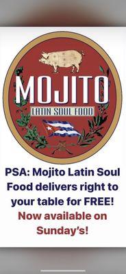 Hungry? No food truck? FREE delivery from Mojito beginning 12/31/20...finally SOMETHING good to come out of 2020!!!