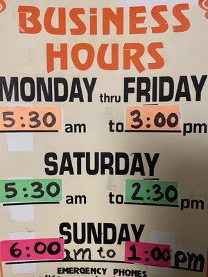 New hours update now !!!