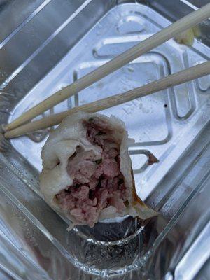 Inside the Dry Aged Beef Potstickers. Not my fave