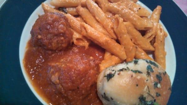 Just a third of the portion of the pasta and side of meatballs they deliver.