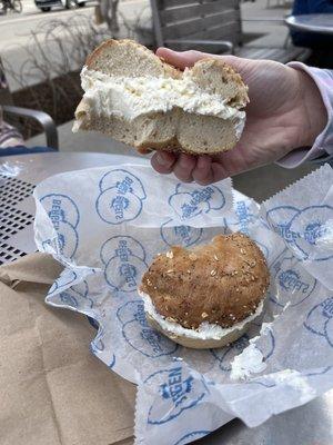 Everything bagel with regular cream cheese