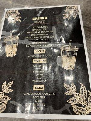 Drink menu - February 2024