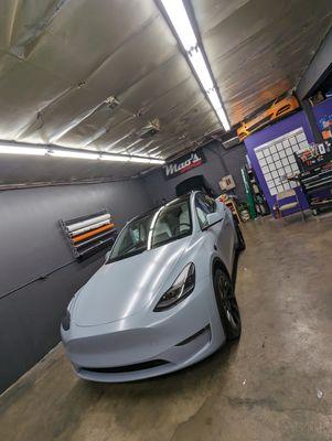 2023 Telsa Model Y - 3M Satin Battleship Gray Vinyl Wrap