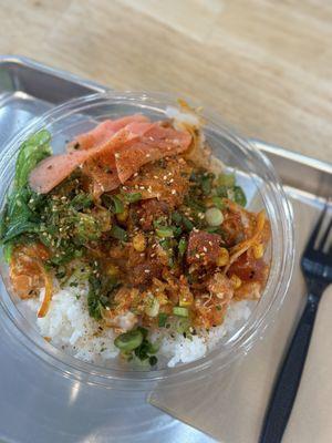 Poke Bowl with --  - spicy salmon -ahi tuna -lobster surimi