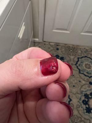 Gel nail bubbling less than 24 hours after service