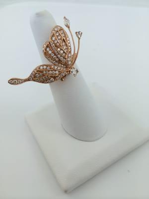 Rose Gold Diamond Butterfly Ring