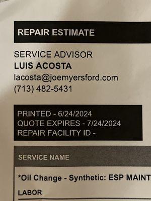 LUIS ACOSTA, terrible customer service.