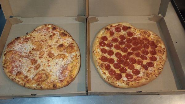 Heart-shaped pizzas for Valentine's Day