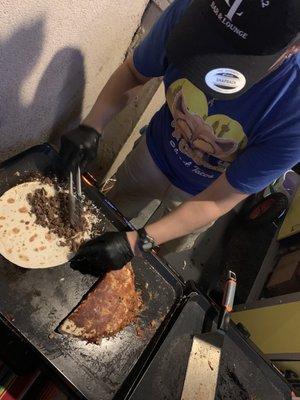 Prep of quesadillas