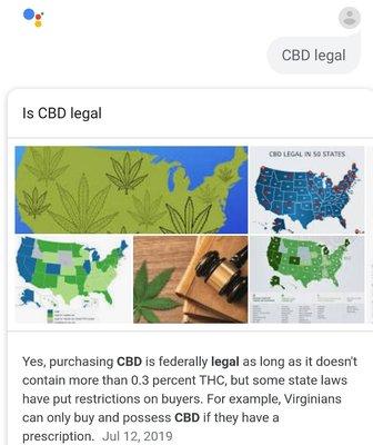 We asked our friendly Google Assistant about the legalities of CBD and here are the #RESULTS.