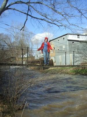 Swinging bridge at Linney's Mill.