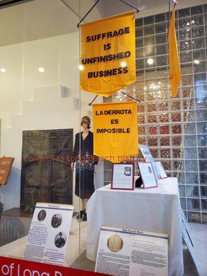 Woman's suffrage movement on window display.