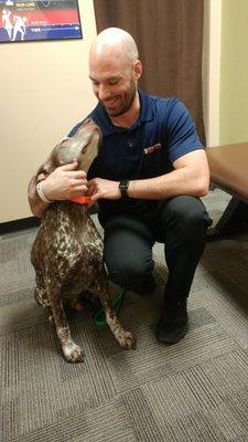 Thank you Dr.Brown! Ernie is feeling much better! He is playing in the snow like he is a puppy again!  He also enjoyed his visit.